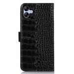 Til Samsung Galaxy A04e 4G / F04 4G / M04 4G RFID Blokerende Flip Telefonpung-etui Krokodille Tekstur Ægte Koskind Læder Stand Stødsikkert Telefoncover