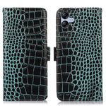 Til Samsung Galaxy A04e 4G / F04 4G / M04 4G RFID Blokerende Flip Telefonpung-etui Krokodille Tekstur Ægte Koskind Læder Stand Stødsikkert Telefoncover