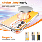 For Samsung Galaxy A57 5G Magnetic Case Four Corner Drop Protection TPU + Acrylic Gradient Phone Cover with Lens Film Kickstand