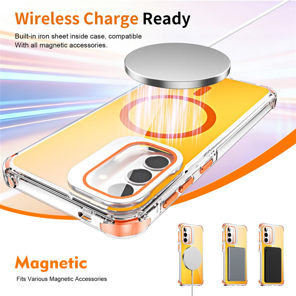 For Samsung Galaxy A57 5G Magnetic Case Four Corner Drop Protection TPU + Acrylic Gradient Phone Cover with Lens Film Kickstand