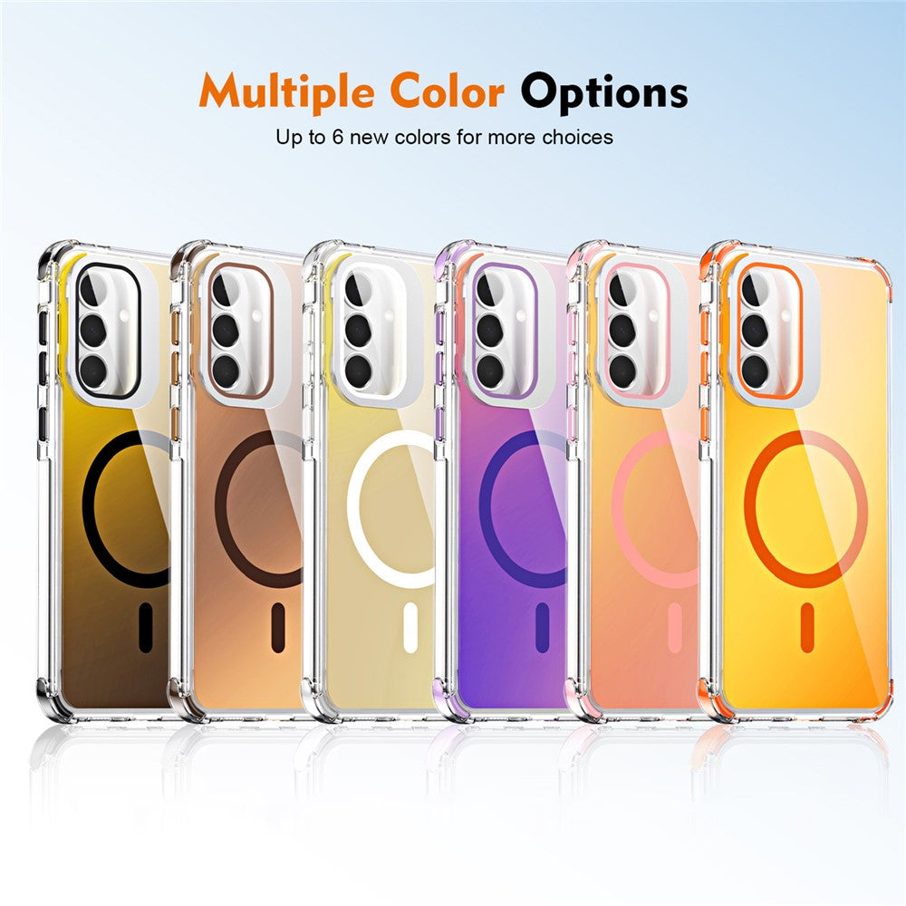 For Samsung Galaxy A57 5G Magnetic Case Four Corner Drop Protection TPU + Acrylic Gradient Phone Cover with Lens Film Kickstand