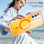 For Samsung Galaxy A57 5G Magnetic Case Four Corner Drop Protection TPU + Acrylic Gradient Phone Cover with Lens Film Kickstand