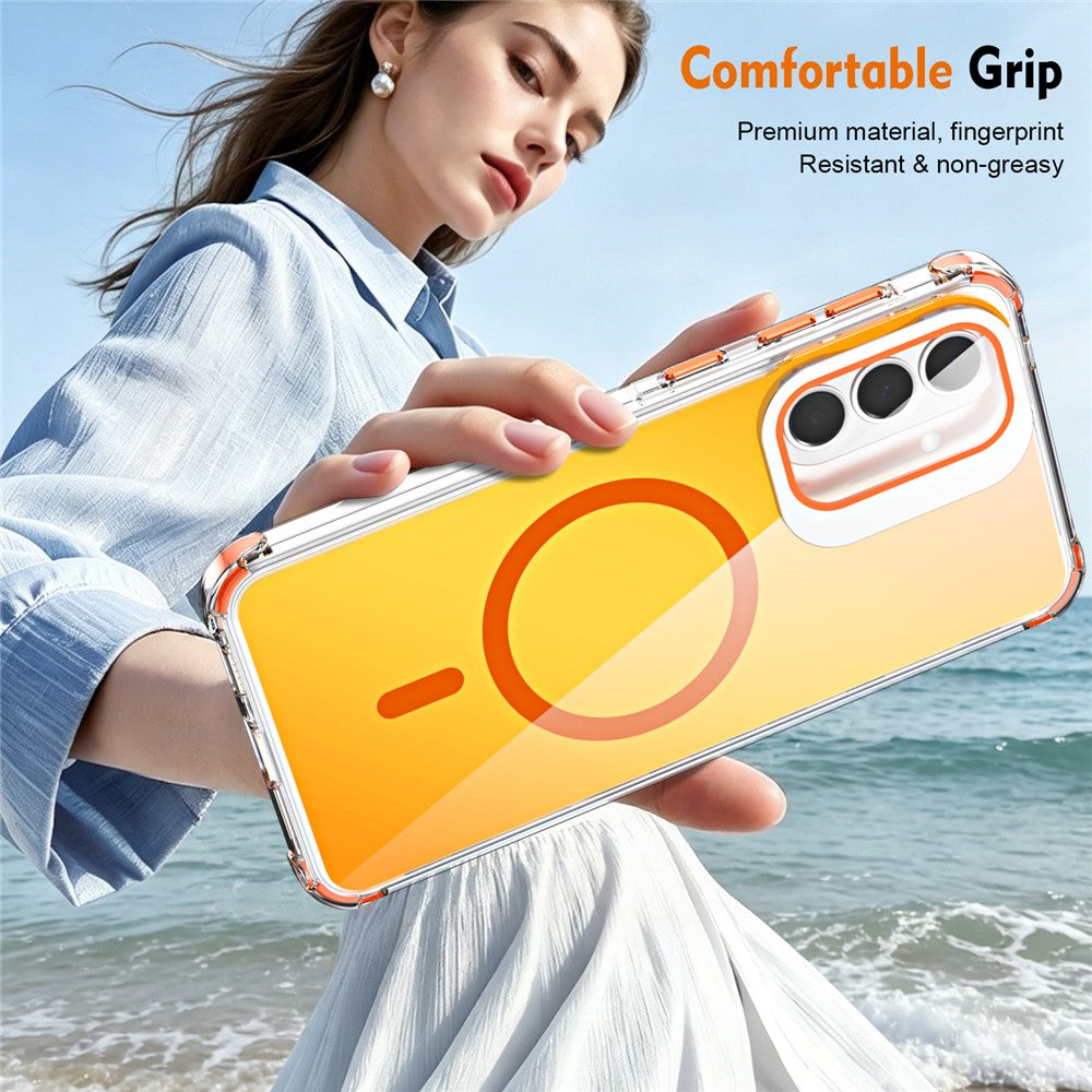 For Samsung Galaxy A57 5G Magnetic Case Four Corner Drop Protection TPU + Acrylic Gradient Phone Cover with Lens Film Kickstand