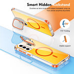 For Samsung Galaxy A57 5G Magnetic Case Four Corner Drop Protection TPU + Acrylic Gradient Phone Cover with Lens Film Kickstand