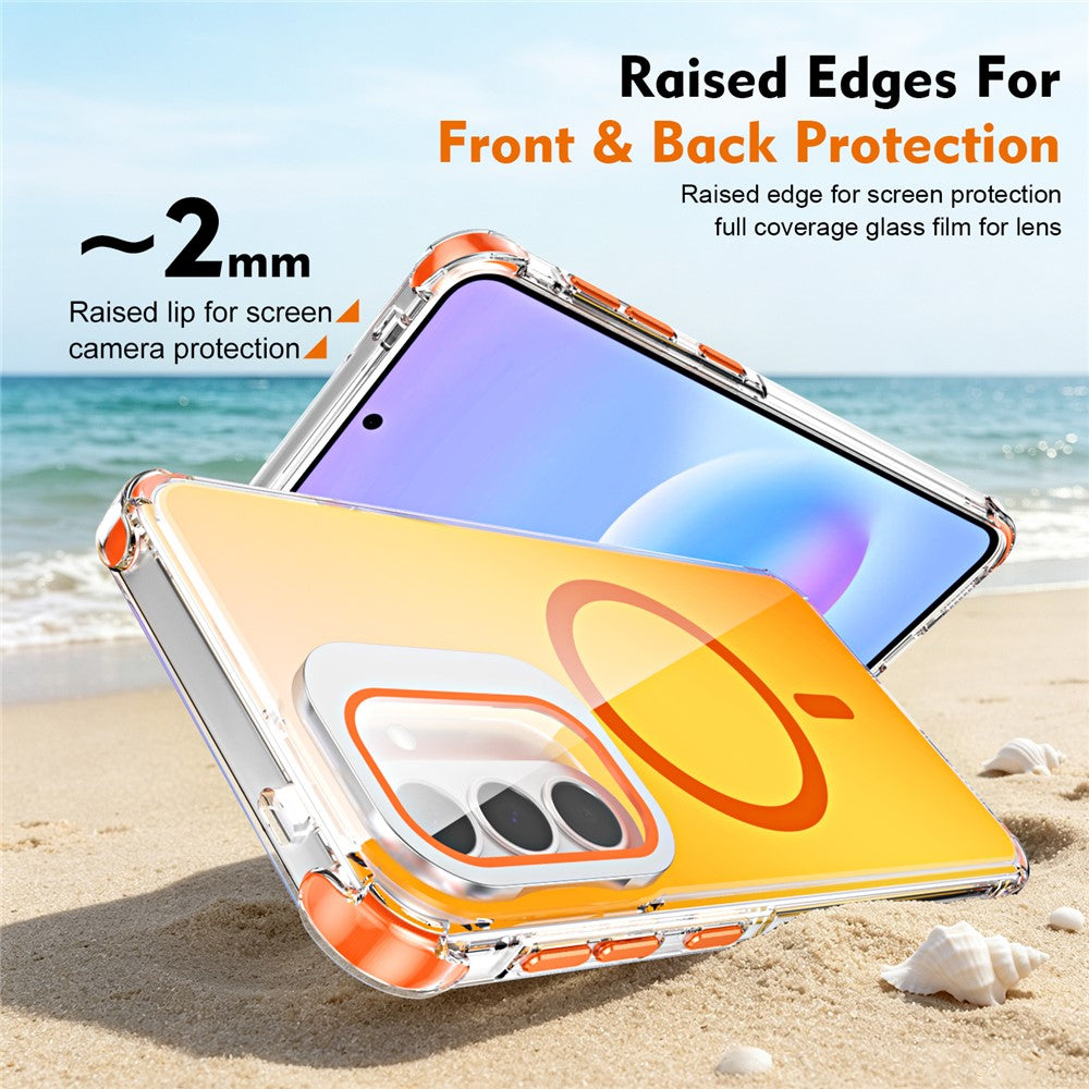 For Samsung Galaxy A57 5G Magnetic Case Four Corner Drop Protection TPU + Acrylic Gradient Phone Cover with Lens Film Kickstand