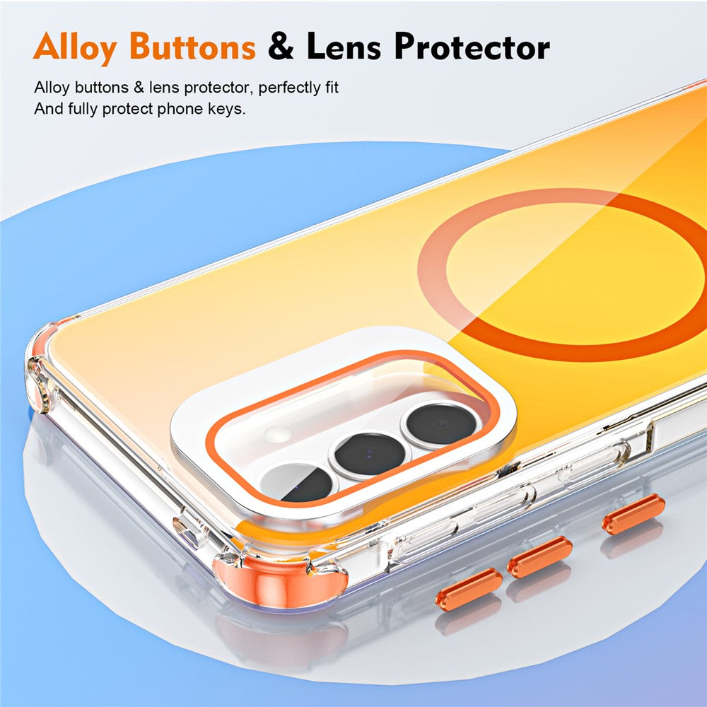For Samsung Galaxy A57 5G Magnetic Case Four Corner Drop Protection TPU + Acrylic Gradient Phone Cover with Lens Film Kickstand
