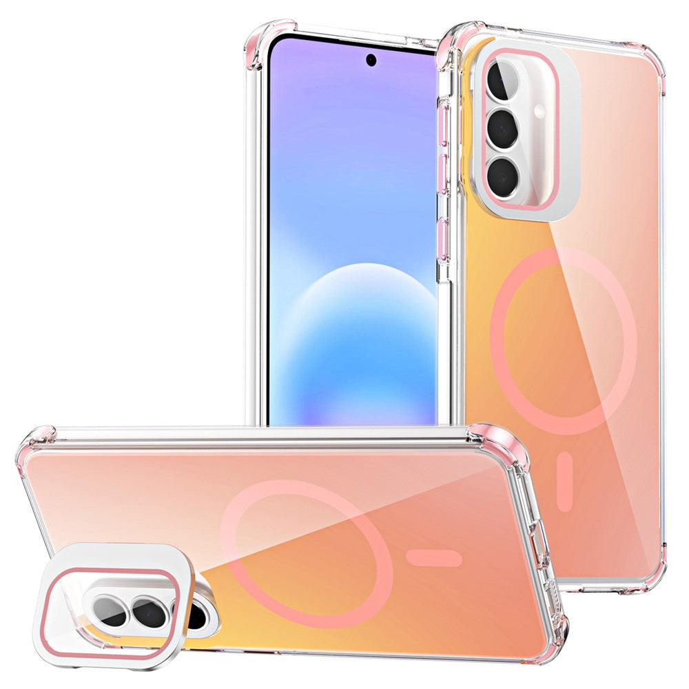 For Samsung Galaxy A57 5G Magnetic Case Four Corner Drop Protection TPU + Acrylic Gradient Phone Cover with Lens Film Kickstand