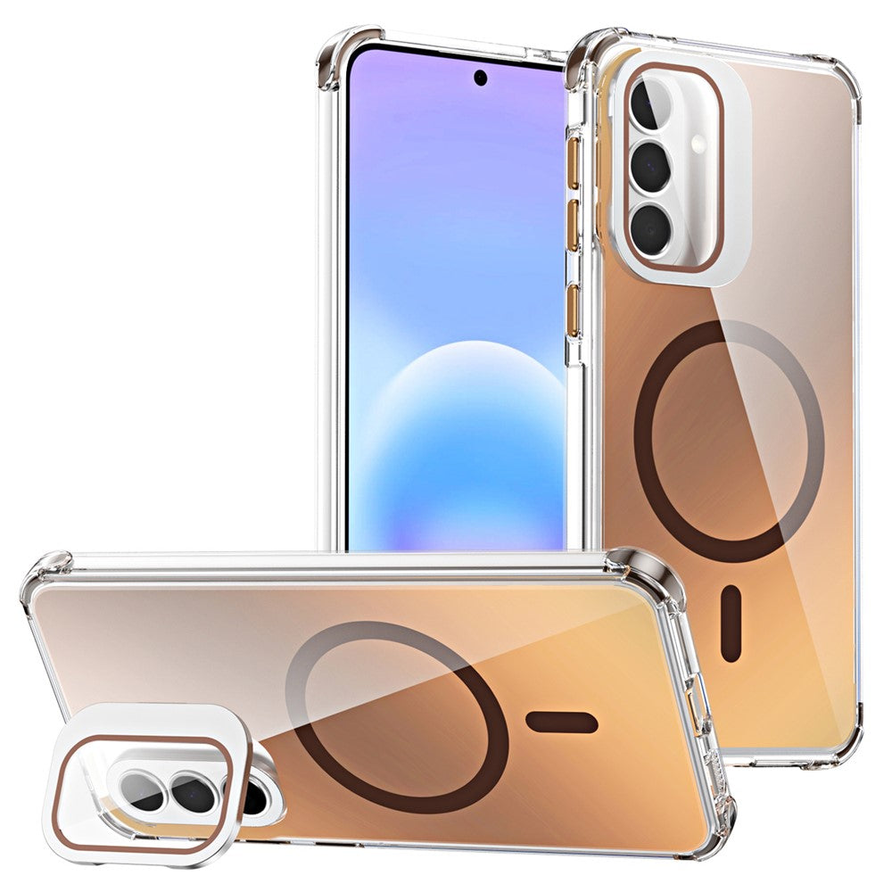 For Samsung Galaxy A57 5G Magnetic Case Four Corner Drop Protection TPU + Acrylic Gradient Phone Cover with Lens Film Kickstand