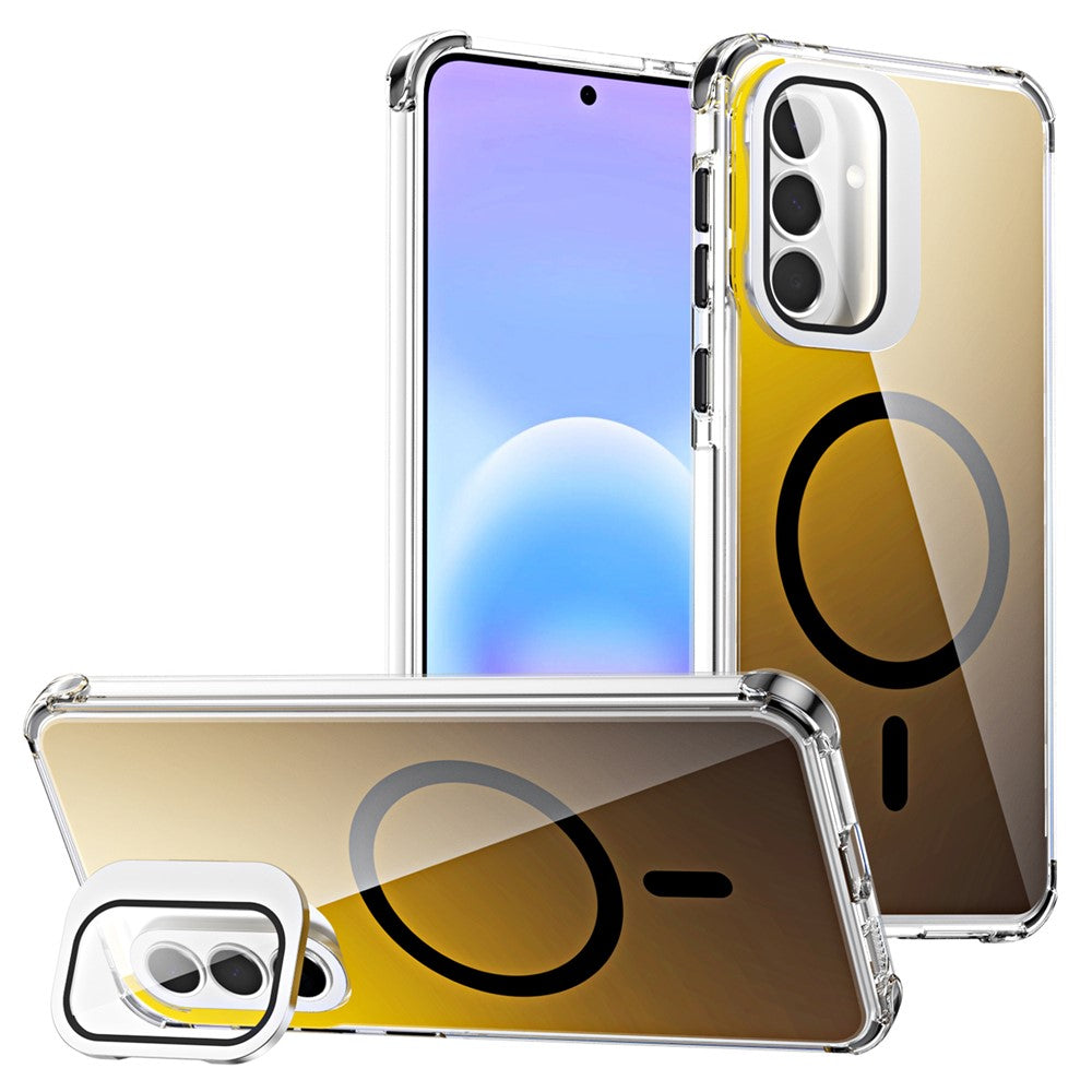 For Samsung Galaxy A57 5G Magnetic Case Four Corner Drop Protection TPU + Acrylic Gradient Phone Cover with Lens Film Kickstand