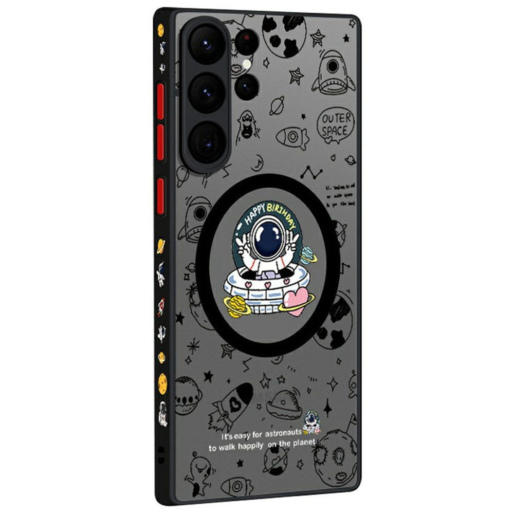 För Samsung Galaxy S26 Ultra Magnetiskt fodral Astronautmönster Stötsäkert PC + TPU Telefonskydd