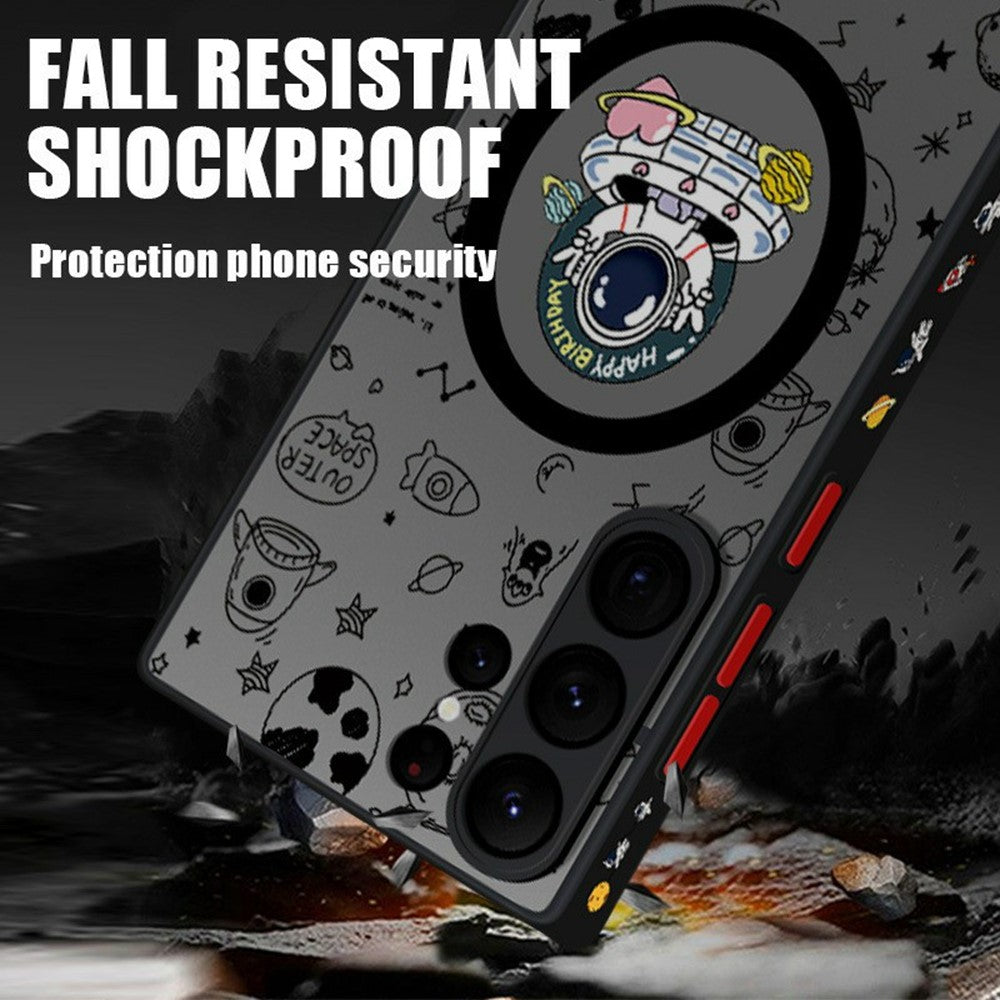 För Samsung Galaxy S26 Ultra Magnetiskt fodral Astronautmönster Stötsäkert PC + TPU Telefonskydd