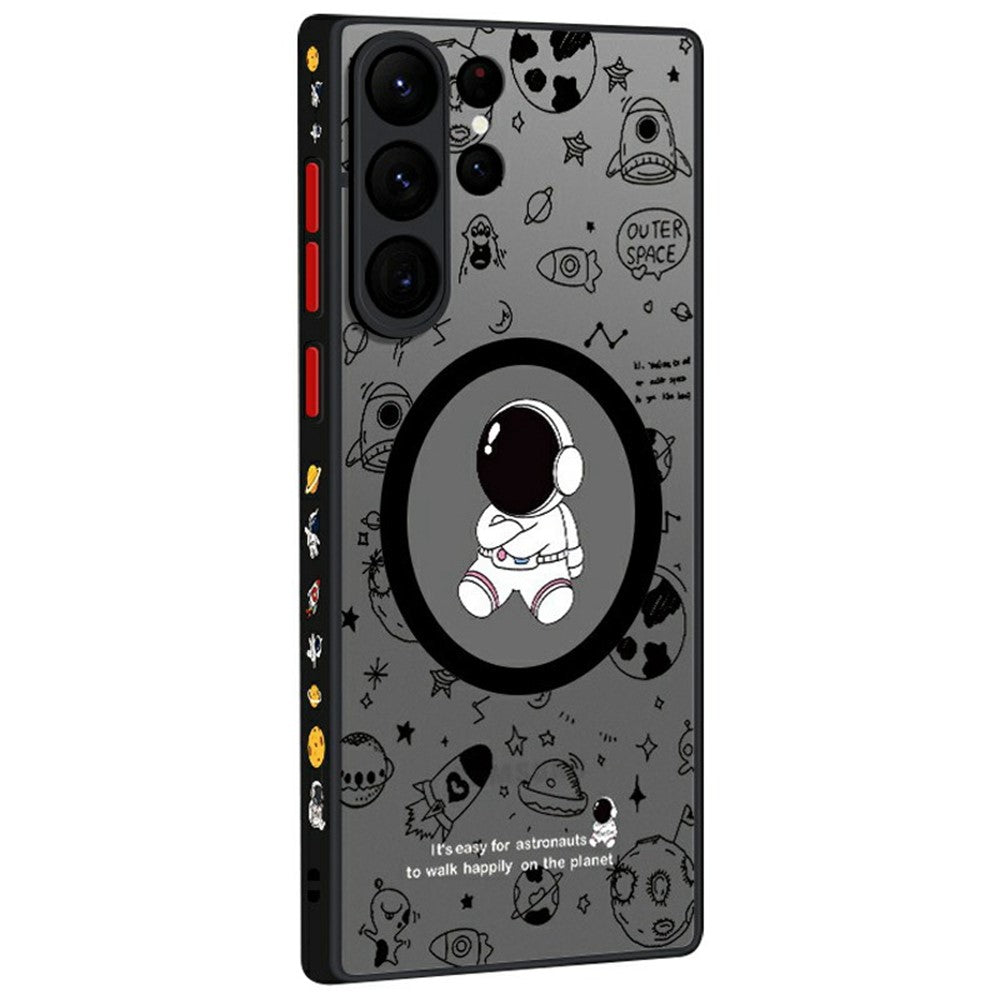 För Samsung Galaxy S26 Ultra Magnetiskt fodral Astronautmönster Stötsäkert PC + TPU Telefonskydd