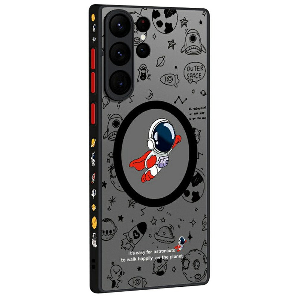 För Samsung Galaxy S26 Ultra Magnetiskt fodral Astronautmönster Stötsäkert PC + TPU Telefonskydd