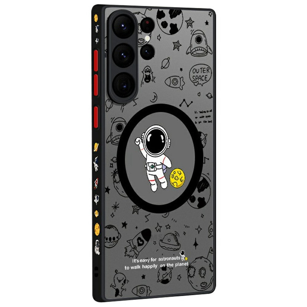 För Samsung Galaxy S26 Ultra Magnetiskt fodral Astronautmönster Stötsäkert PC + TPU Telefonskydd