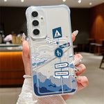For Samsung Galaxy S25 Case Road Sign Design Corner Protection Clear TPU Back Cover with Card Slot