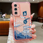 For Samsung Galaxy S25 Case Road Sign Design Corner Protection Clear TPU Back Cover with Card Slot