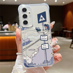 For Samsung Galaxy S25 Case Road Sign Design Corner Protection Clear TPU Back Cover with Card Slot