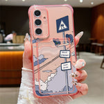 For Samsung Galaxy S25 Case Road Sign Design Corner Protection Clear TPU Back Cover with Card Slot