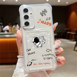 For Samsung Galaxy S25 Case Astronaut Space Cartoon Pattern 4-Corner Shockproof TPU Phone Cover with Card Slot