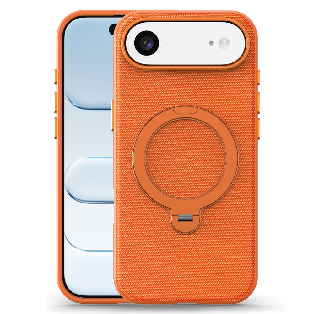 For iPhone Air Case Magnetic Rotating Kickstand Tech Fabric TPU Protective Cover