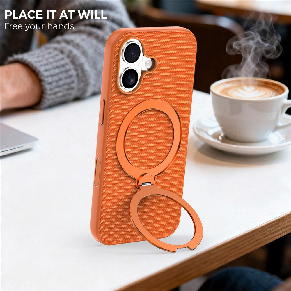 For iPhone Air Case Magnetic Rotating Kickstand Tech Fabric TPU Protective Cover