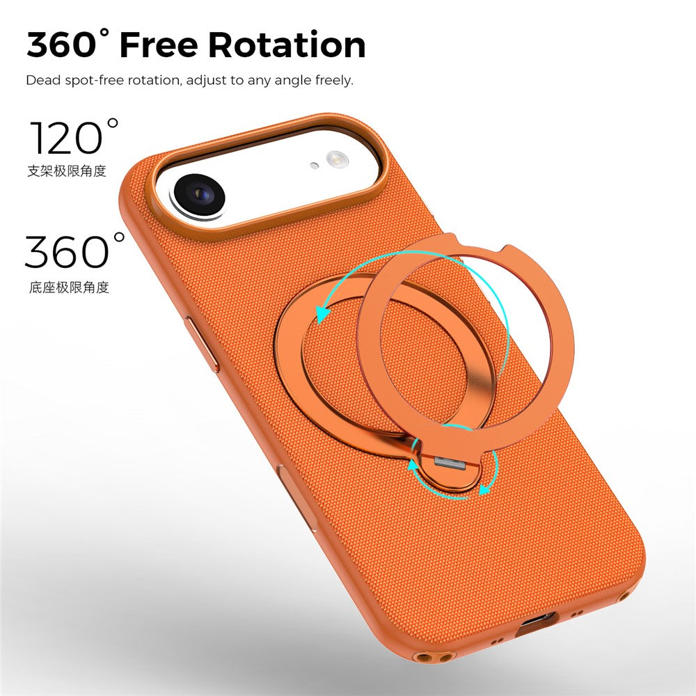 For iPhone Air Case Magnetic Rotating Kickstand Tech Fabric TPU Protective Cover