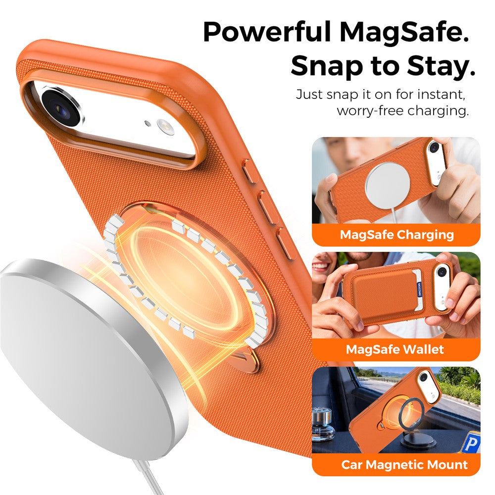 For iPhone Air Case Magnetic Rotating Kickstand Tech Fabric TPU Protective Cover