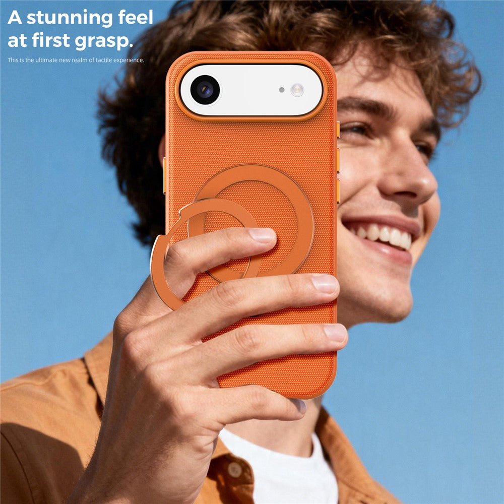 For iPhone Air Case Magnetic Rotating Kickstand Tech Fabric TPU Protective Cover