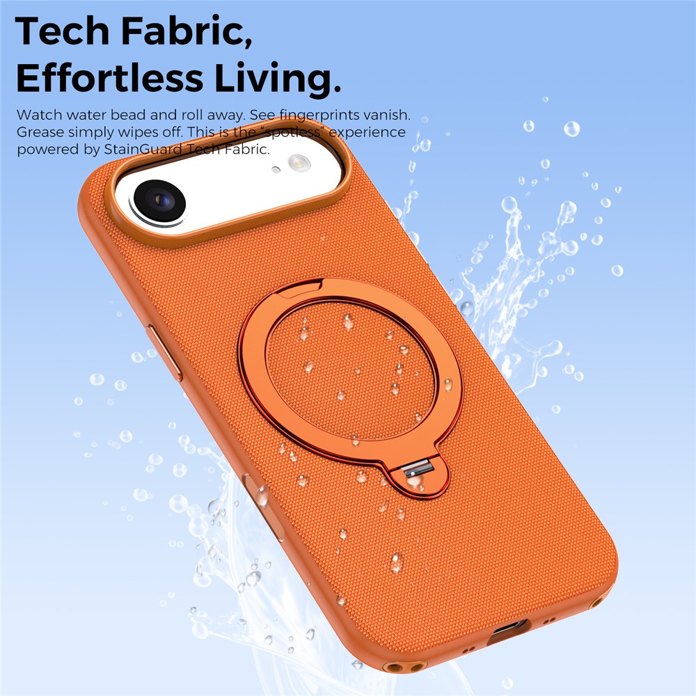 For iPhone Air Case Magnetic Rotating Kickstand Tech Fabric TPU Protective Cover