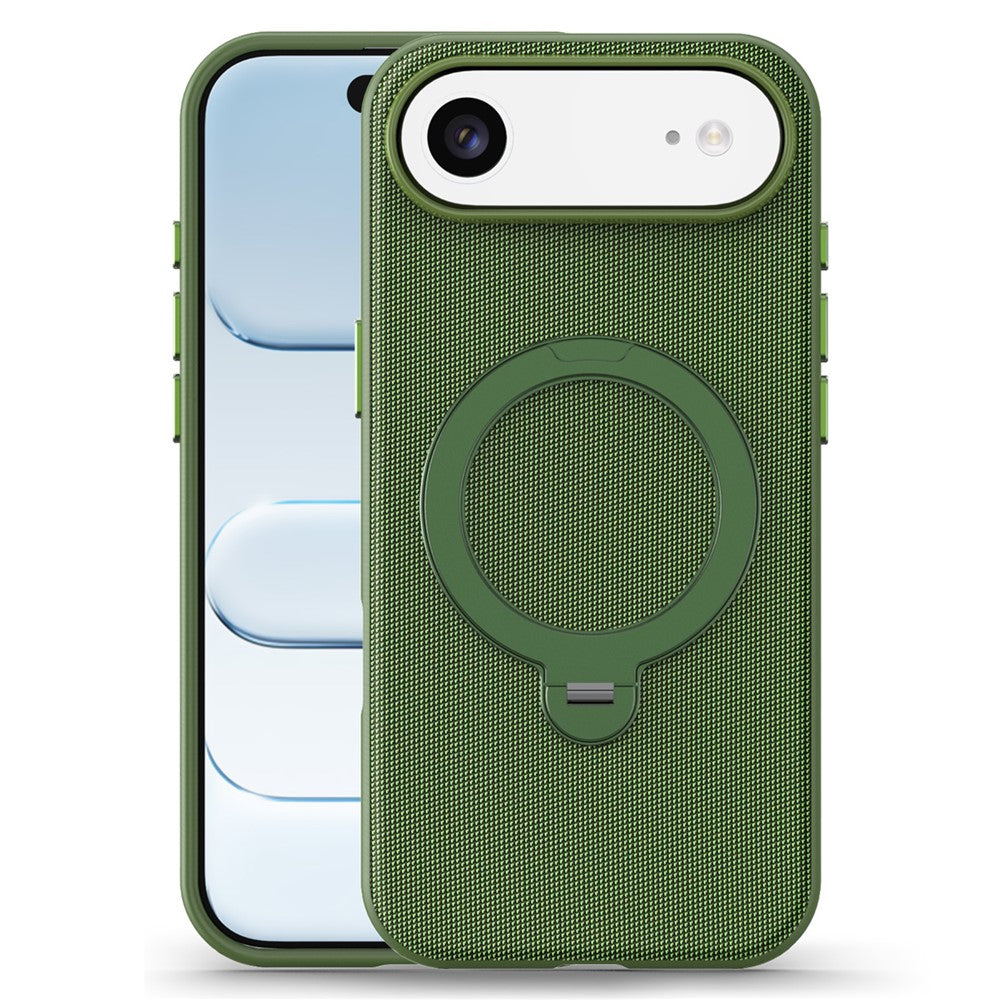 For iPhone Air Case Magnetic Rotating Kickstand Tech Fabric TPU Protective Cover