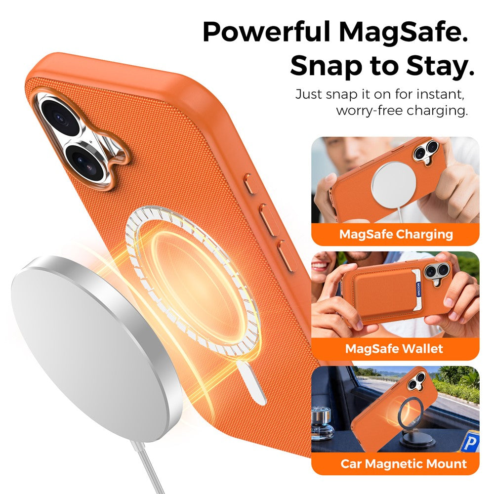 For iPhone 17 Magnetic Case Tech Fabric Coated TPU + PC Anti-Drop Phone Cover