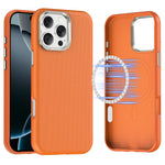 For iPhone 16 Pro Max Magnetic Case Fine Grid Texture Leather Coated TPU PC Phone Cover with Metal Lens Frame