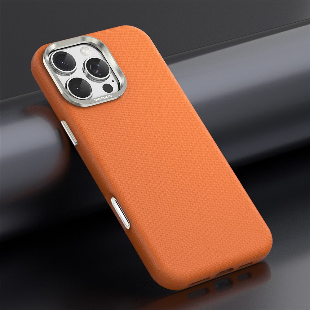 For iPhone 16 Pro Max Magnetic Case Fine Grid Texture Leather Coated TPU PC Phone Cover with Metal Lens Frame