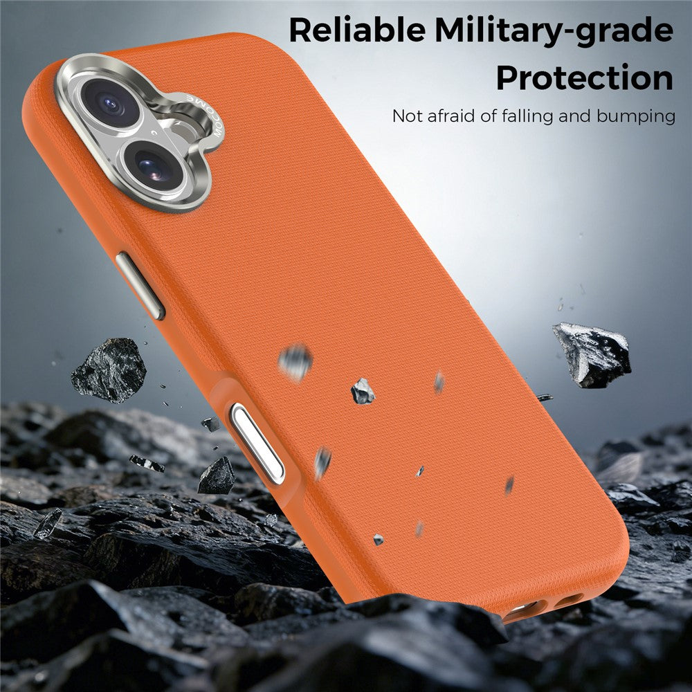 Til iPhone 17 Magnetisk Cover Fint Gitternet Tekstur Læderbelagt TPU PC Telefoncover med Metal Linseramme