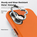 Til iPhone 17 Magnetisk Cover Fint Gitternet Tekstur Læderbelagt TPU PC Telefoncover med Metal Linseramme