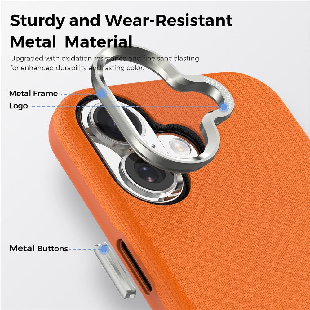Til iPhone 17 Magnetisk Cover Fint Gitternet Tekstur Læderbelagt TPU PC Telefoncover med Metal Linseramme