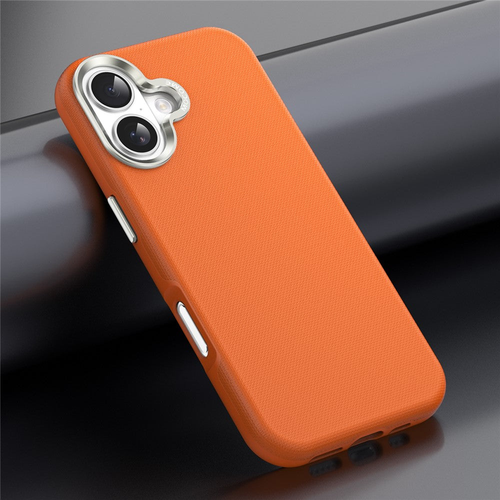 Til iPhone 17 Magnetisk Cover Fint Gitternet Tekstur Læderbelagt TPU PC Telefoncover med Metal Linseramme