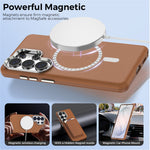 For Samsung Galaxy S26 Ultra Magnetic Case Fine Grid Texture Leather Coated TPU PC Phone Cover with Metal Lens Frame