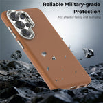 For Samsung Galaxy S26 Ultra Magnetic Case Fine Grid Texture Leather Coated TPU PC Phone Cover with Metal Lens Frame