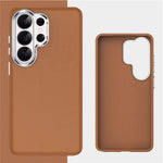 For Samsung Galaxy S26 Ultra Magnetic Case Fine Grid Texture Leather Coated TPU PC Phone Cover with Metal Lens Frame