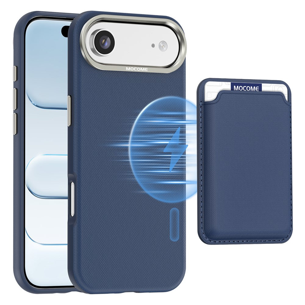 For iPhone Air Magnetic Case Fine Grid Texture Leather Back Phone Cover with Detachable Card Holder