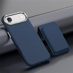 For iPhone Air Magnetic Case Fine Grid Texture Leather Back Phone Cover with Detachable Card Holder