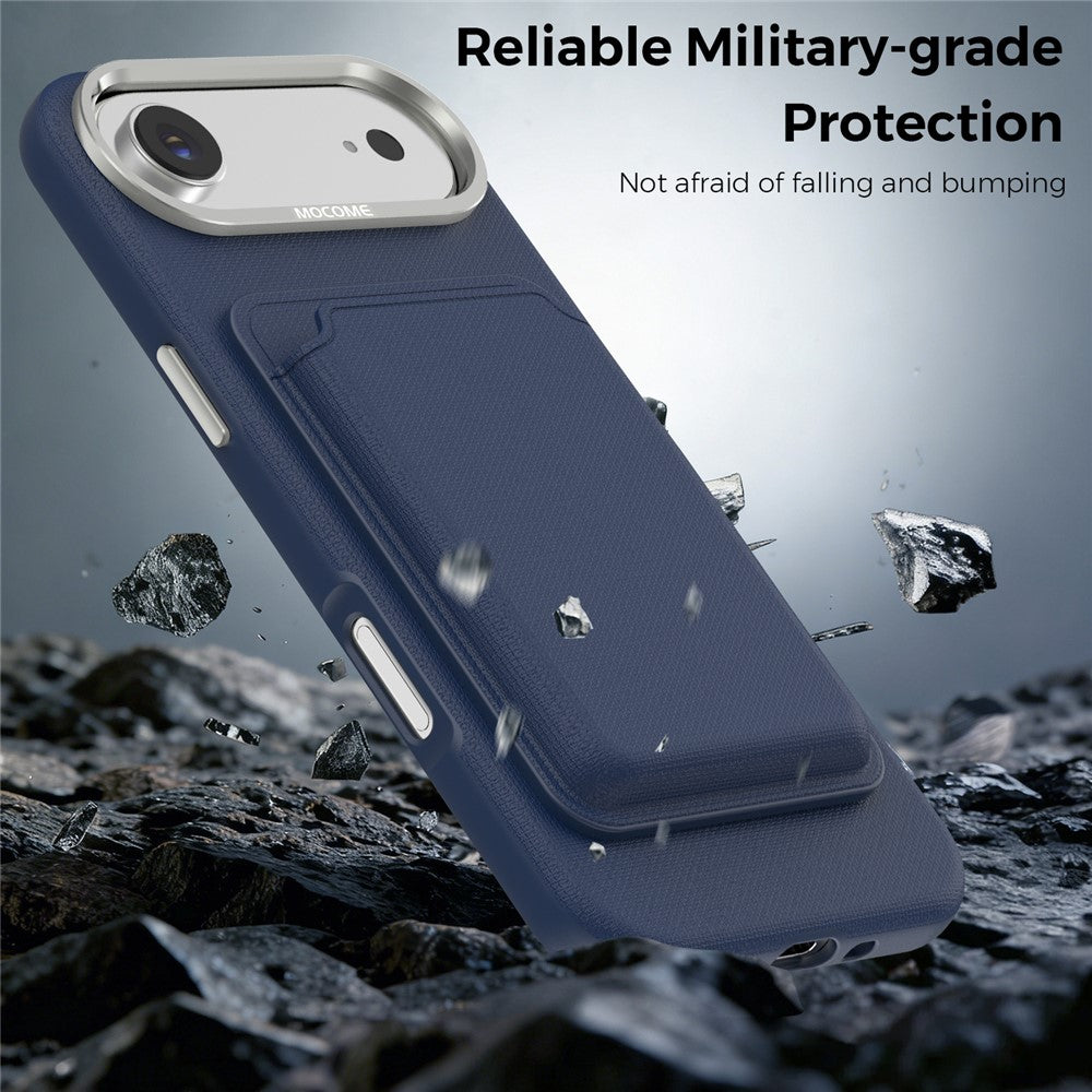 For iPhone Air Magnetic Case Fine Grid Texture Leather Back Phone Cover with Detachable Card Holder