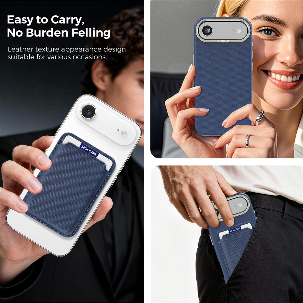 For iPhone Air Magnetic Case Fine Grid Texture Leather Back Phone Cover with Detachable Card Holder