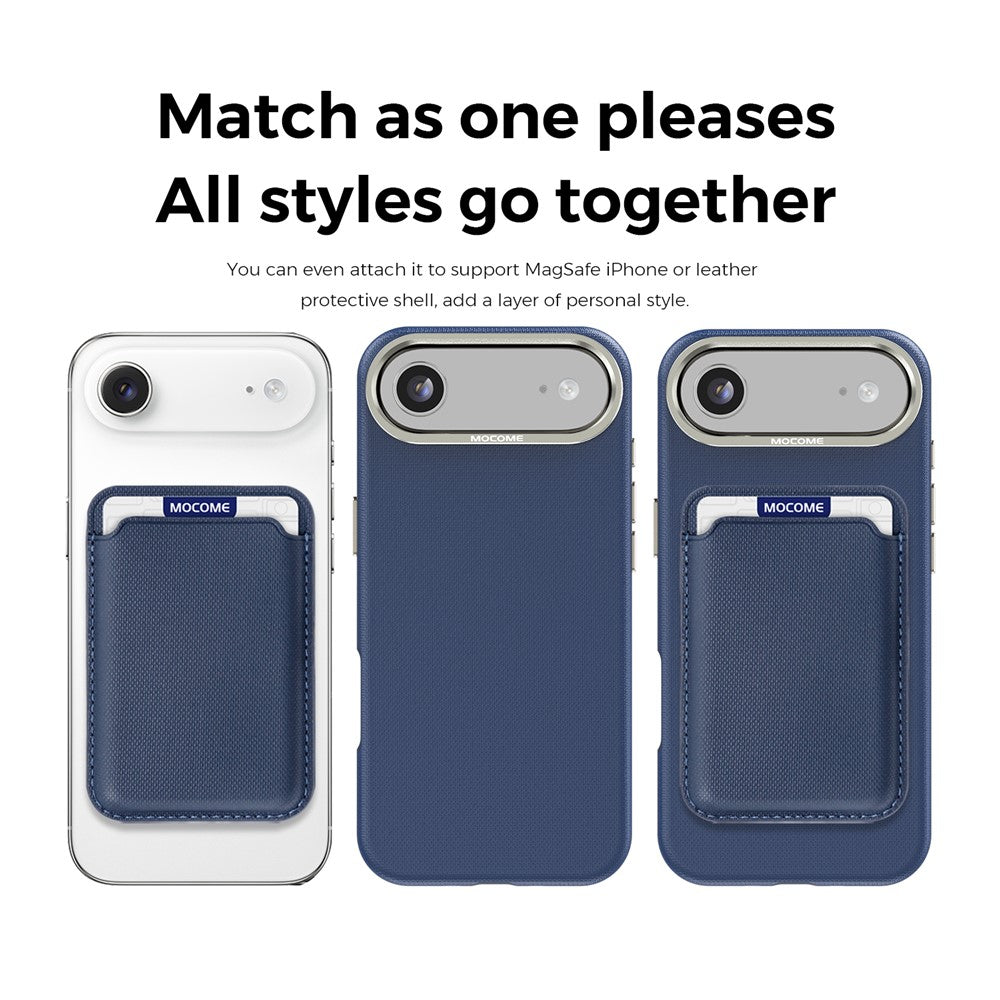 For iPhone Air Magnetic Case Fine Grid Texture Leather Back Phone Cover with Detachable Card Holder
