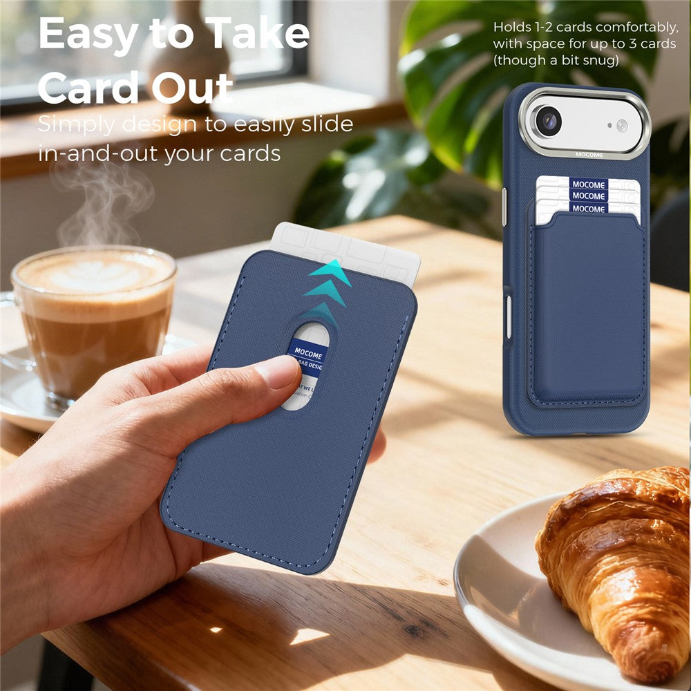 For iPhone Air Magnetic Case Fine Grid Texture Leather Back Phone Cover with Detachable Card Holder