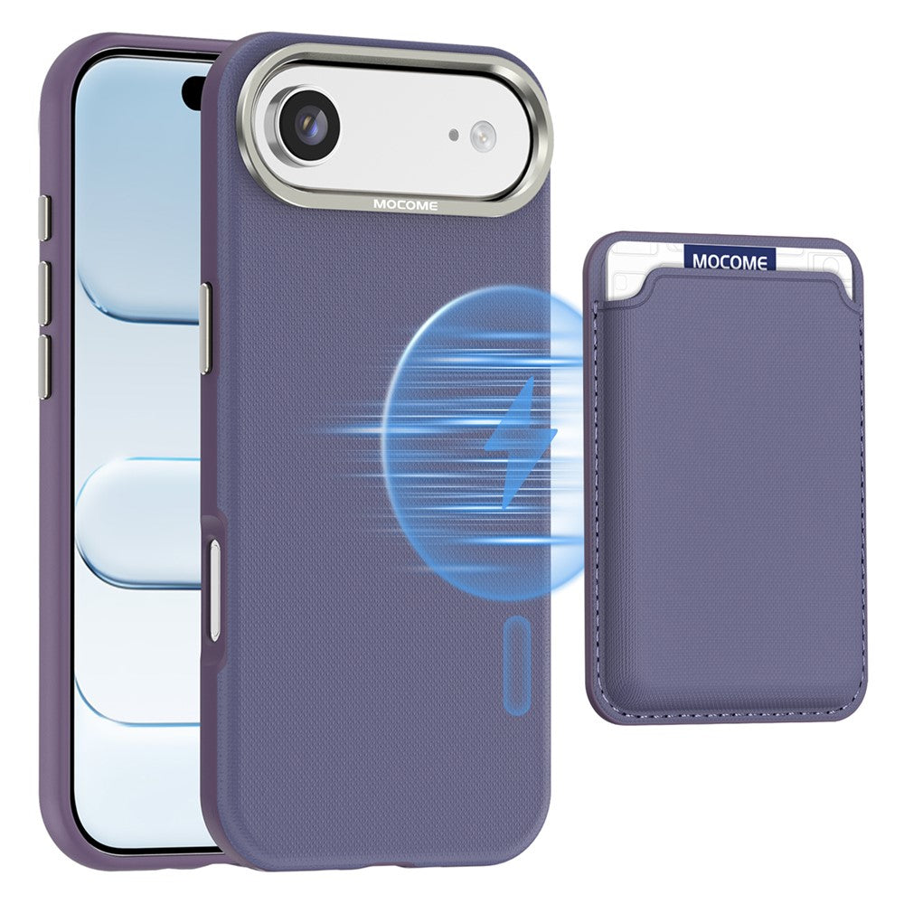 For iPhone Air Magnetic Case Fine Grid Texture Leather Back Phone Cover with Detachable Card Holder