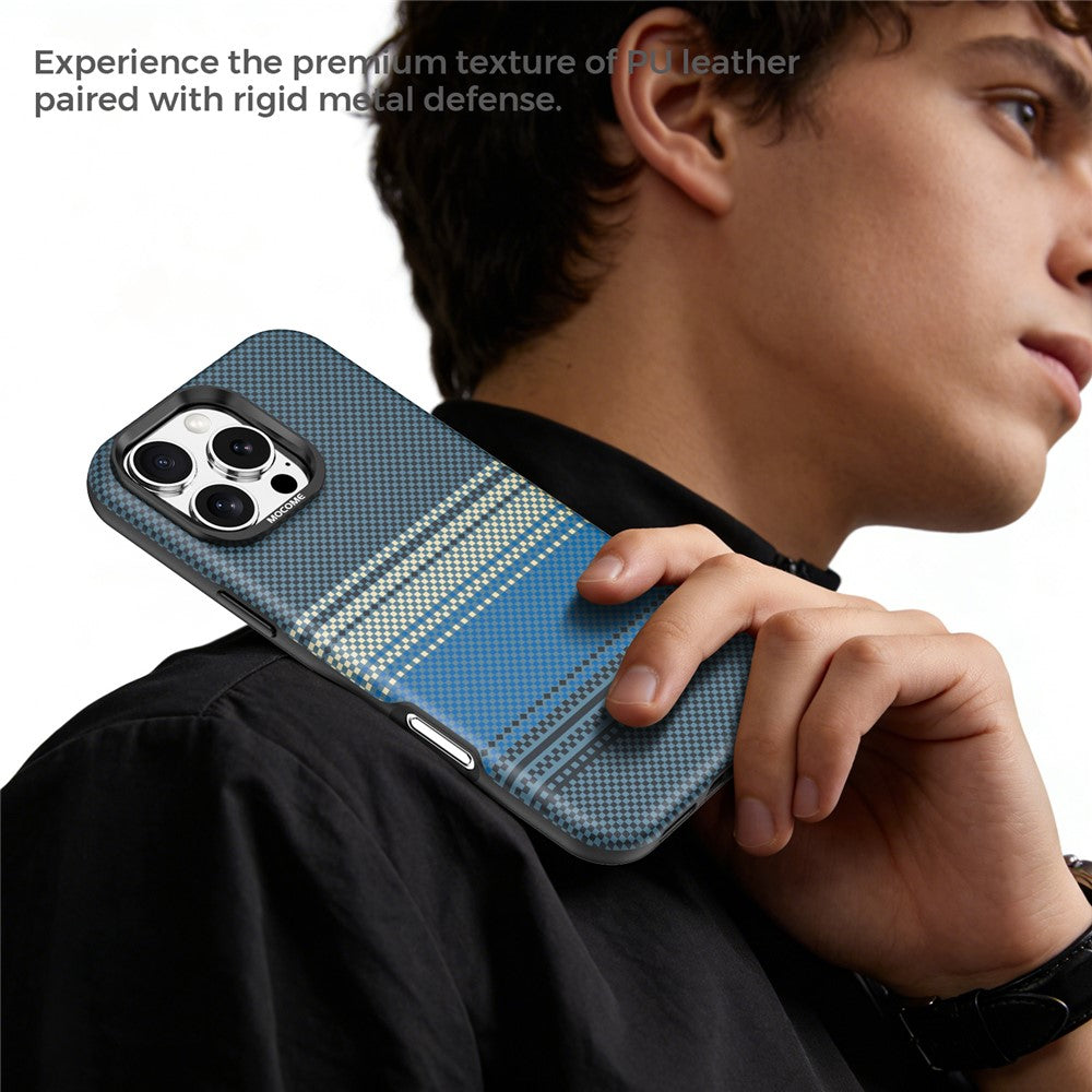 For iPhone 16 Pro Max Magnetic Case Gradient Rainbow Leather Coated TPU + PC Hybrid Shockproof Cover