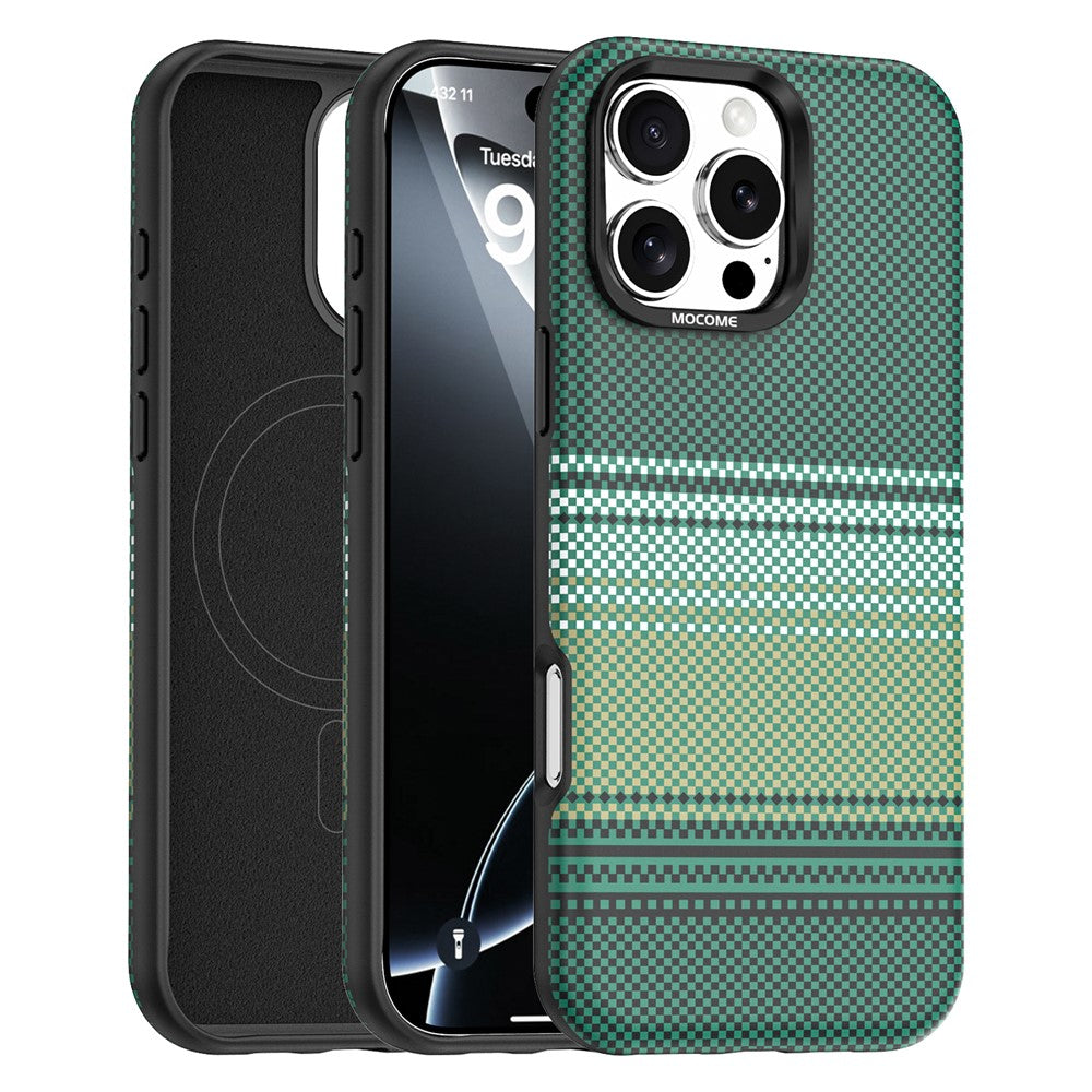 For iPhone 16 Pro Max Magnetic Case Gradient Rainbow Leather Coated TPU + PC Hybrid Shockproof Cover