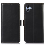 Samsung Galaxy A04e 4G / F04 4G / M04 4G Crazy Horse Textur RFID-blockerande mobilskal Äkta kohudskinn Stativ Magnetiskt Mobilmobilflip Plånboksfodral